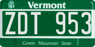 VT license plate ZDT953