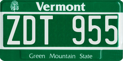 VT license plate ZDT955