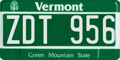 VT license plate ZDT956