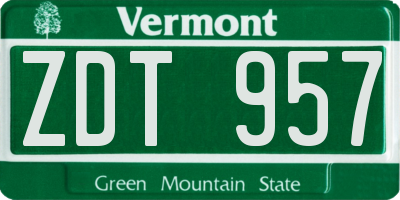 VT license plate ZDT957