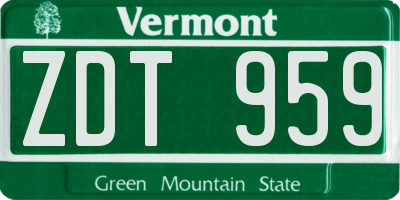 VT license plate ZDT959