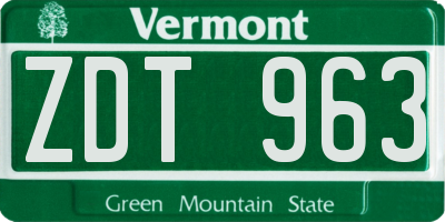 VT license plate ZDT963