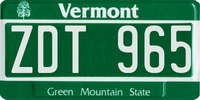 VT license plate ZDT965
