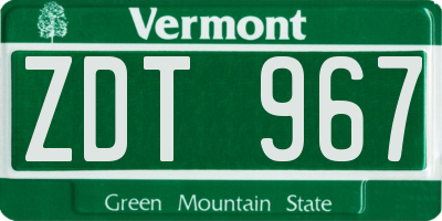 VT license plate ZDT967