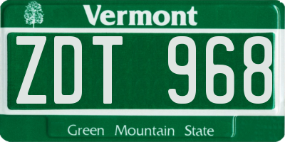 VT license plate ZDT968