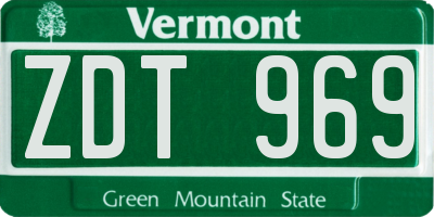 VT license plate ZDT969