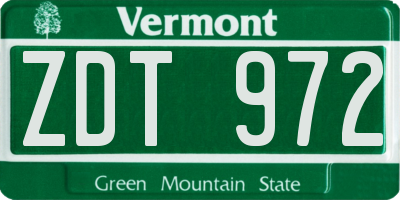 VT license plate ZDT972