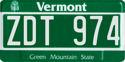 VT license plate ZDT974
