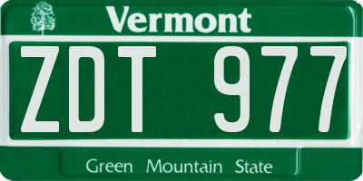 VT license plate ZDT977