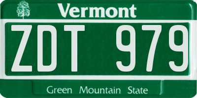 VT license plate ZDT979