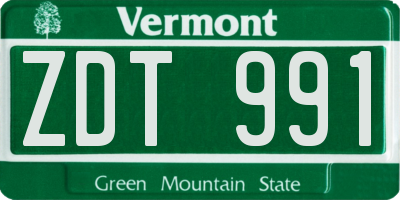 VT license plate ZDT991