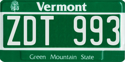 VT license plate ZDT993