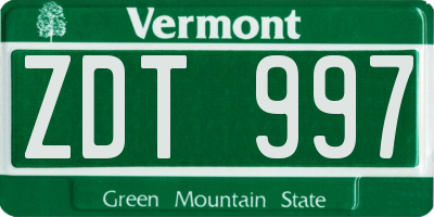 VT license plate ZDT997