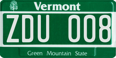 VT license plate ZDU008