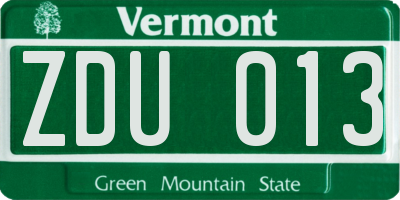 VT license plate ZDU013