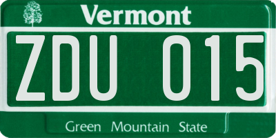 VT license plate ZDU015