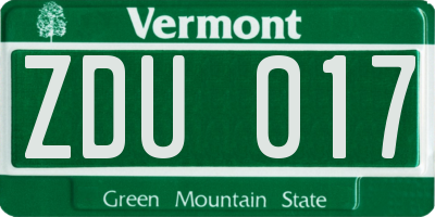 VT license plate ZDU017
