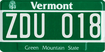VT license plate ZDU018