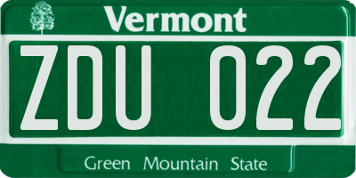 VT license plate ZDU022