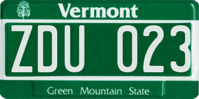 VT license plate ZDU023