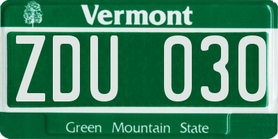 VT license plate ZDU030