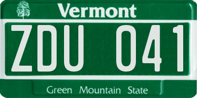 VT license plate ZDU041