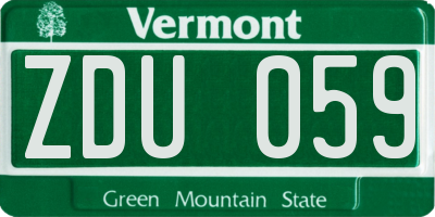 VT license plate ZDU059