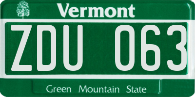 VT license plate ZDU063