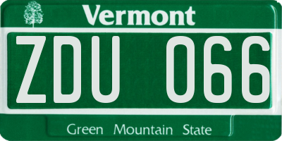 VT license plate ZDU066
