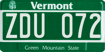 VT license plate ZDU072