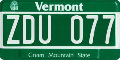 VT license plate ZDU077