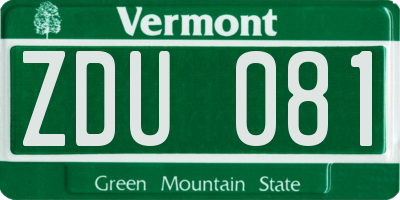 VT license plate ZDU081