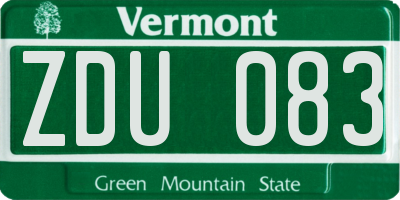 VT license plate ZDU083