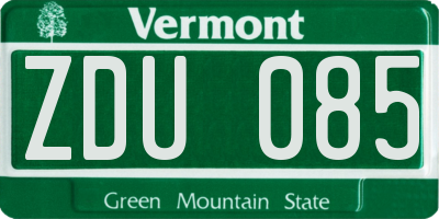 VT license plate ZDU085