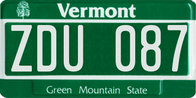 VT license plate ZDU087