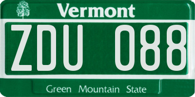 VT license plate ZDU088
