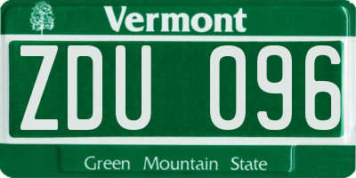 VT license plate ZDU096