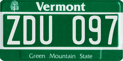 VT license plate ZDU097