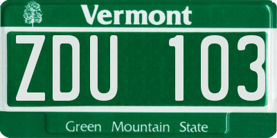 VT license plate ZDU103