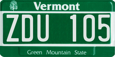 VT license plate ZDU105