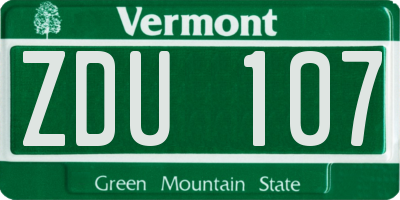 VT license plate ZDU107