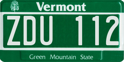 VT license plate ZDU112
