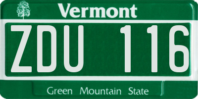 VT license plate ZDU116