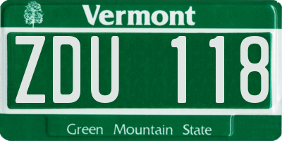 VT license plate ZDU118