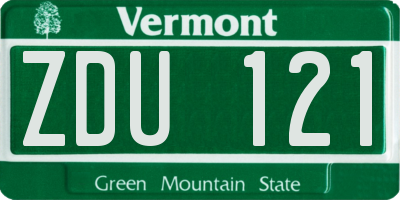 VT license plate ZDU121