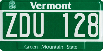 VT license plate ZDU128