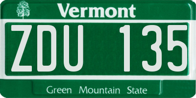 VT license plate ZDU135