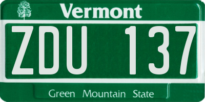 VT license plate ZDU137