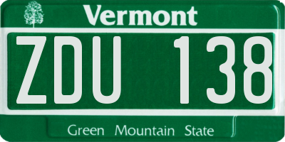 VT license plate ZDU138