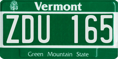 VT license plate ZDU165
